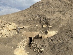 Entrance area of the Pyramid of Amenemhat III at Hawara in the Faiyum region of Egypt