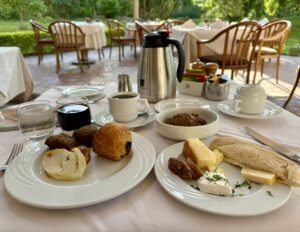Breakfast served at the historic Winter Palace hotel in Luxor, Egypt