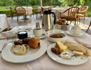 Breakfast served at the historic Winter Palace hotel in Luxor, Egypt