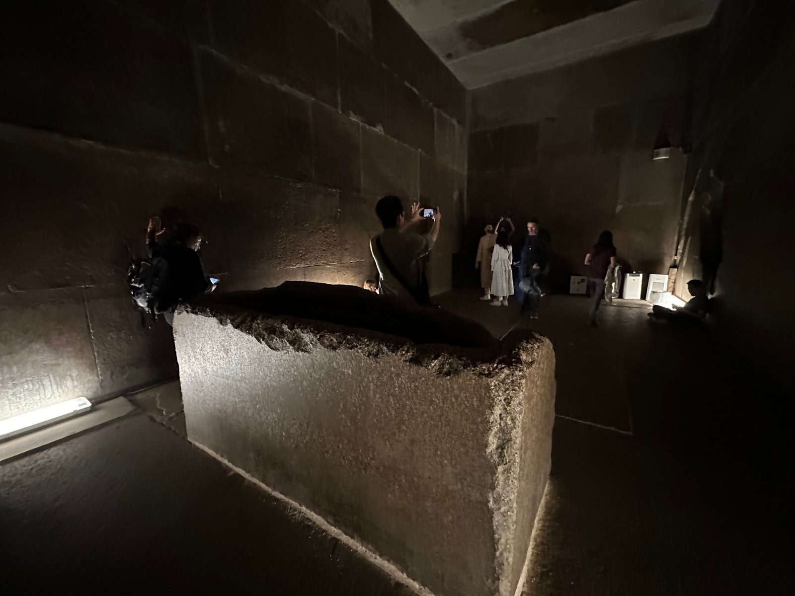 Granite sarcophagus inside the King’s Chamber of the Great Pyramid of Khufu at Giza