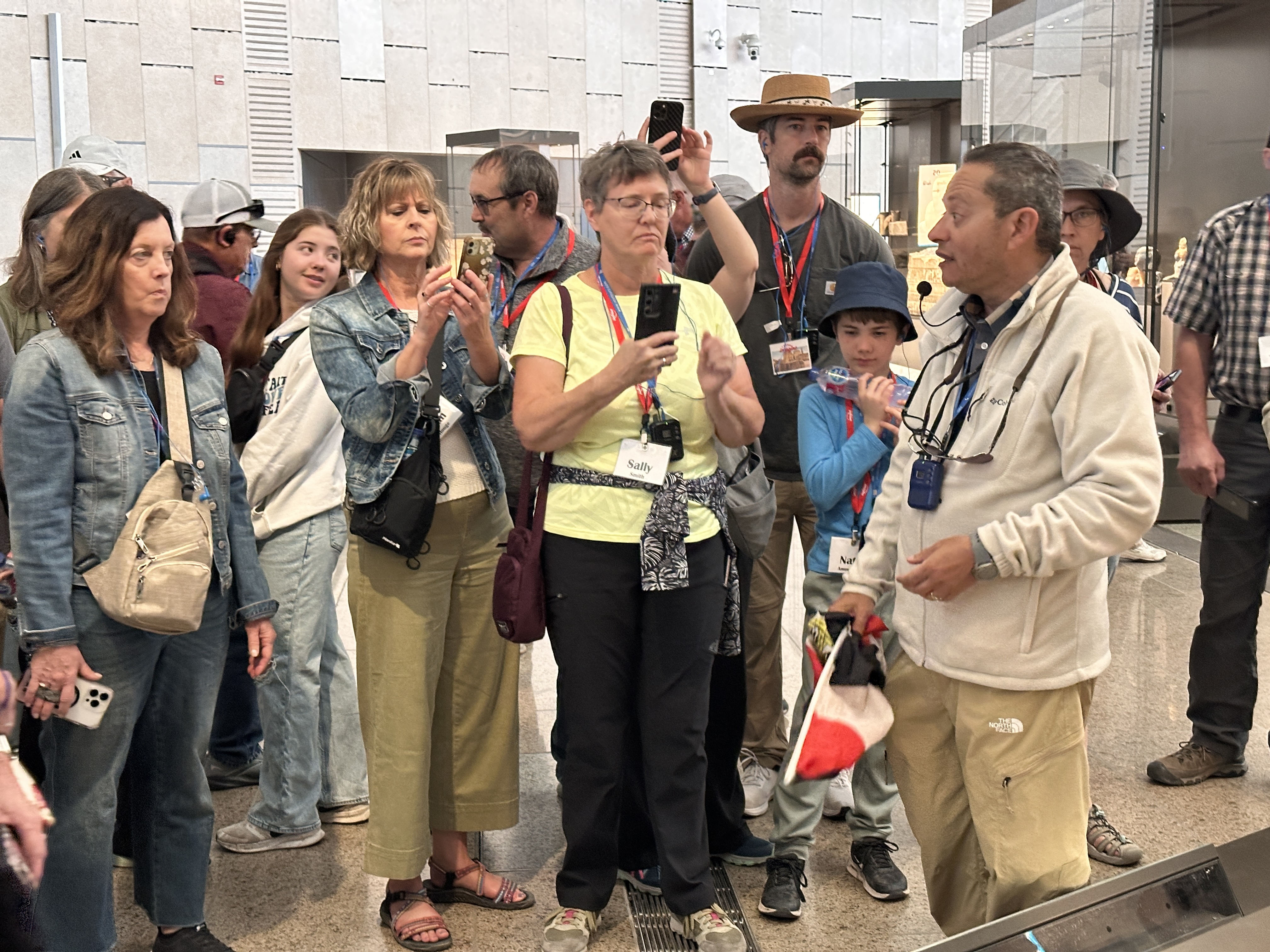 Egypt Christian Tours group inside the Grand Egyptian Museum in Giza, Egypt