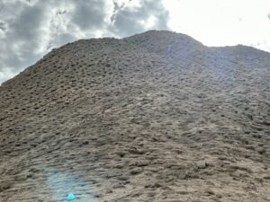 Close upward view of the weathered mudbrick masonry of the Pyramid of Amenemhat III at Hawara, Egypt