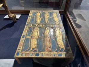 Gilded footstool of Tutankhamun, JE 62046, decorated with bound foreign captives symbolizing Egypt’s traditional enemies, from tomb KV62