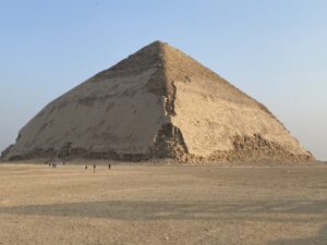 Bent Pyramid of Sneferu rising from the desert at Dahshur with its distinctive change in slope