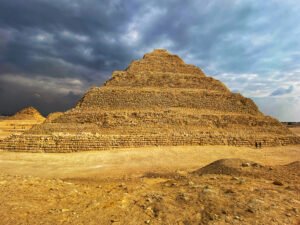 Step Pyramid of Djoser rising above the Saqqara necropolis in Egypt