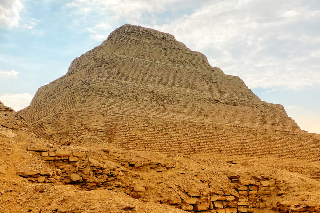 Step Pyramid of Djoser rising above the Saqqara desert in Egypt