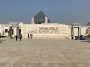 Entrance plaza and facade of the National Museum of Egyptian Civilization (NMEC) in Cairo