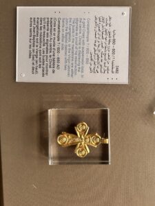 Gold pectoral cross, Coptic Museum inventory 3482, probably made in Constantinople around AD 600–650, with Christ and four saint busts in medallions