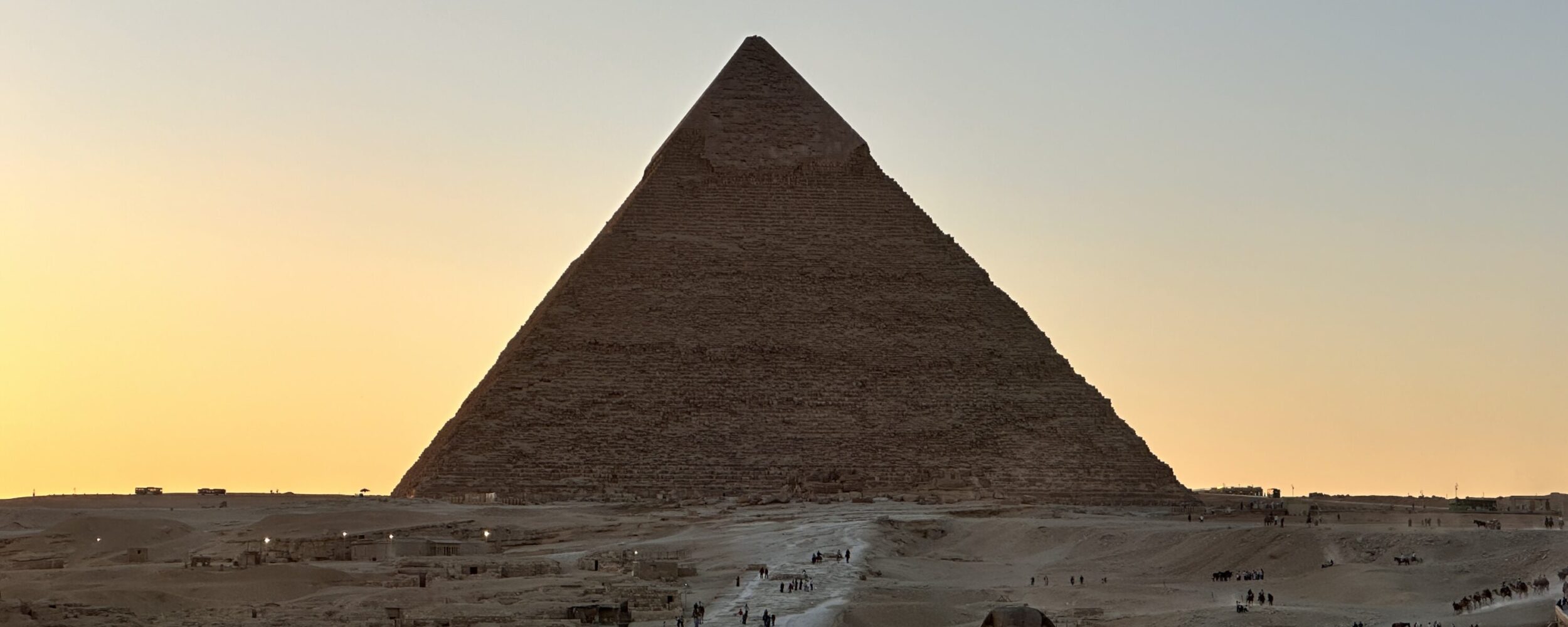 Great Sphinx of Giza and Pyramid of Khafre in warm sunset light, representing ancient Egypt as a biblical land
