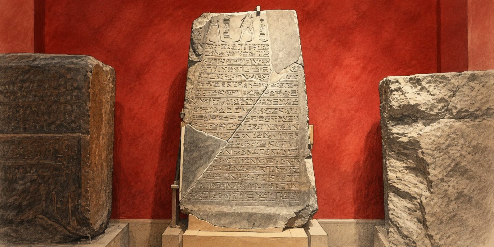 Restored black-basalt stele of Ramesses II displayed at the Egyptian Museum in Cairo