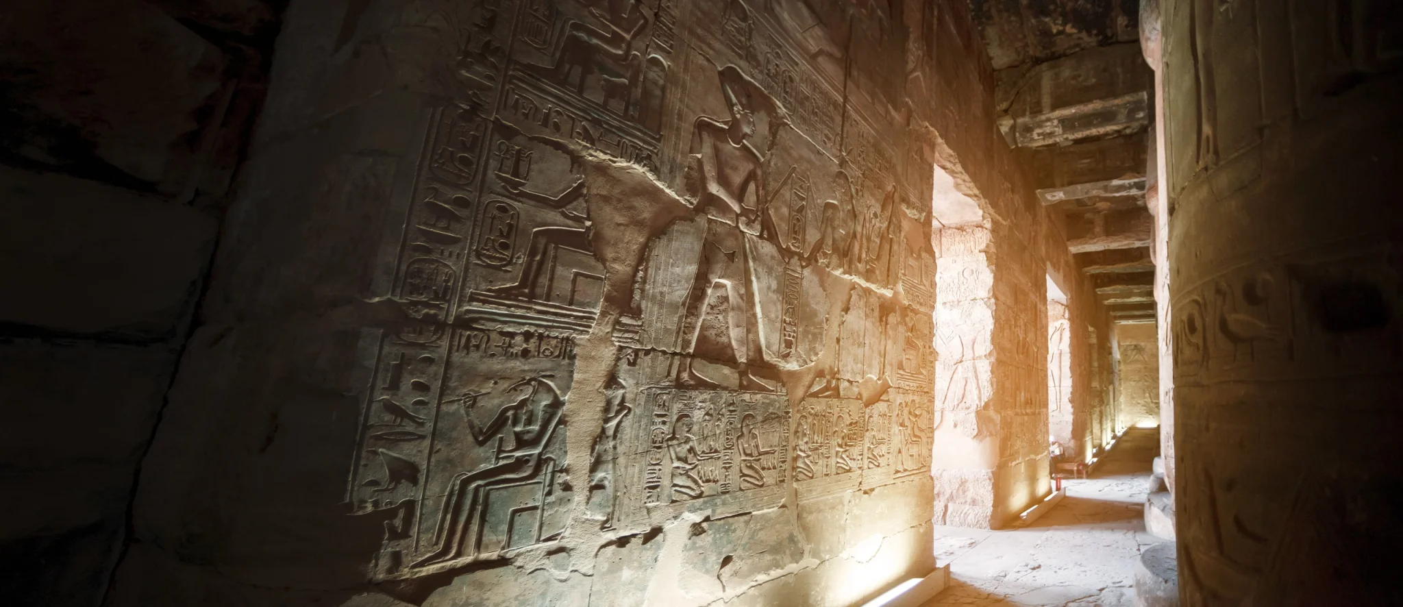 Relief and hieroglyphs at the Temple of Seti I in Abydos