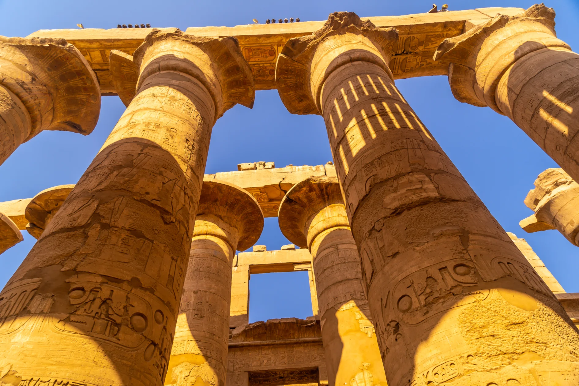 Columns in the Great Hypostyle Hall at Karnak Temple