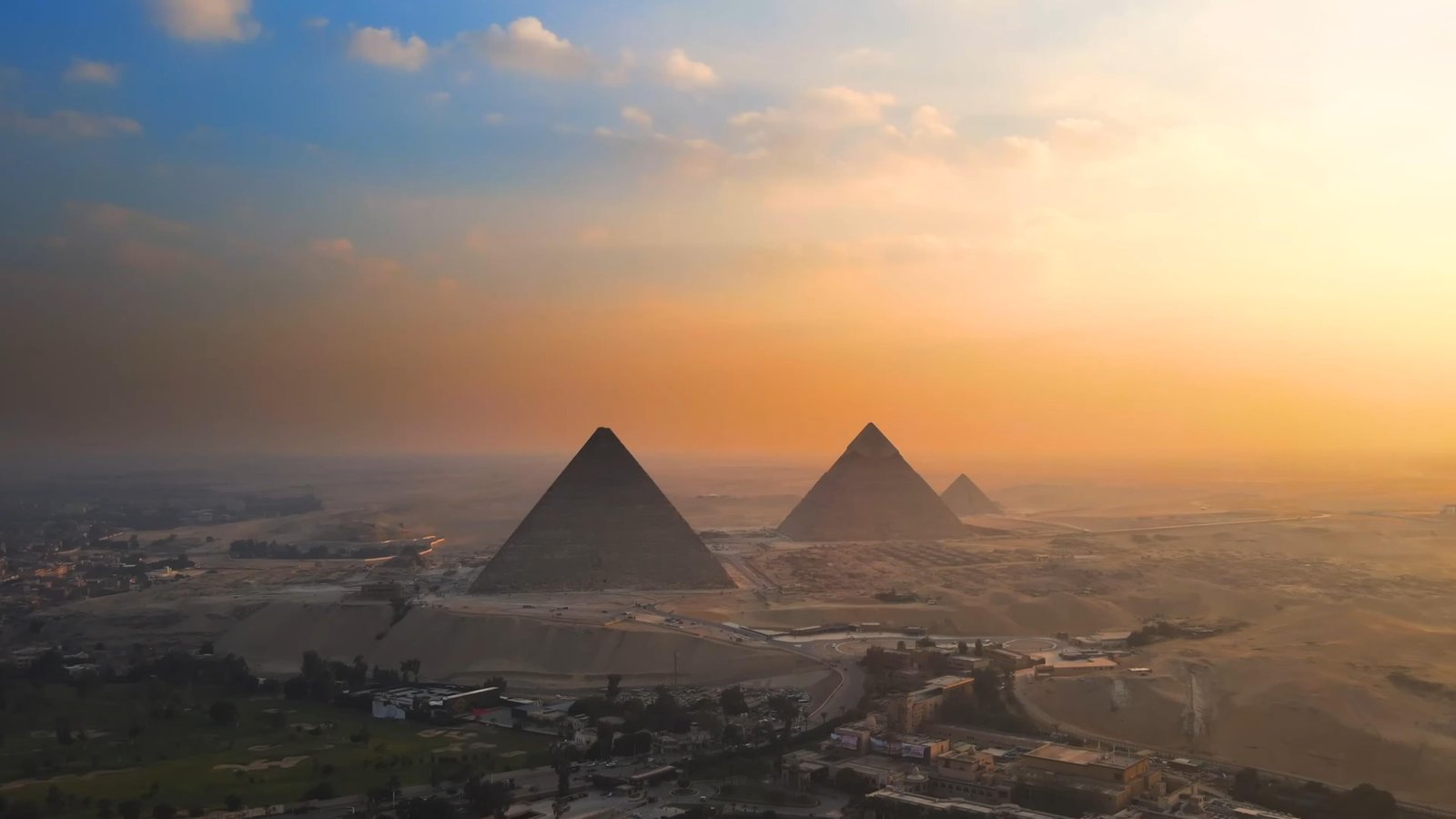 Great Pyramids of Giza at sunset